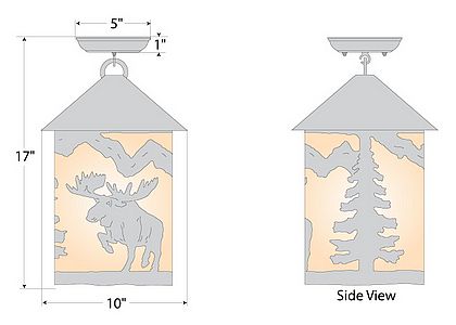 Cascade Close-to-Ceiling Large - Alaska Moose Ceiling Light Moose Metal Art