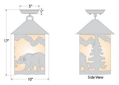 Cascade Close-to-Ceiling Large - Mountain Bear Ceiling Light Bear Metal Art