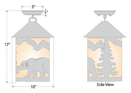 Cascade Close-to-Ceiling Large - Mountain Bear Ceiling Light Bear Metal Art