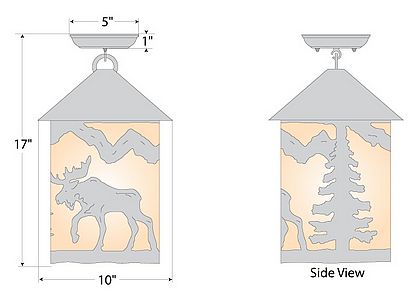 Cascade Close-to-Ceiling Large - Mountain Moose Ceiling Light Moose Metal Art