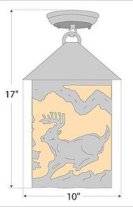 Cascade Close-to-Ceiling Large - Mountain Deer Ceiling Light Deer Metal Art