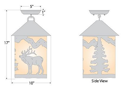 Cascade Close-to-Ceiling Large - Mountain Elk Ceiling Light Elk Metal Art