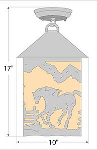Cascade Close-to-Ceiling Large - Mountain Horse Ceiling Light Horse Metal Art