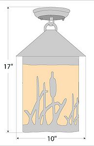 Cascade Close-to-Ceiling Large - Cattails Ceiling Light Cattails Metal Art