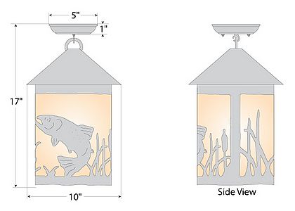 Cascade Close-to-Ceiling Large - Trout Ceiling Light Trout Metal Art