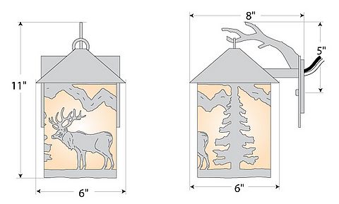 Cascade Lantern Sconce Small - Valley Elk Outdoor Wall Light Elk Metal Art