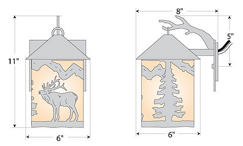 Cascade Lantern Sconce Small - Mountain Elk Outdoor Wall Light Elk Metal Art