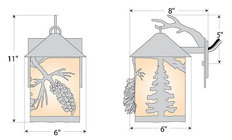 Cascade Lantern Sconce Small - Spruce Cone Outdoor Wall Light Pine Cone Metal Art