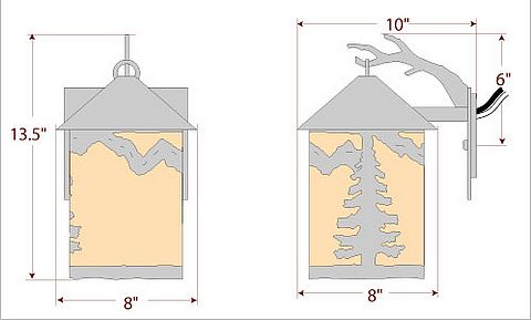 Cascade Lantern Sconce Medium - Rustic Plain Outdoor Wall Light Rustic Plain Metal Art
