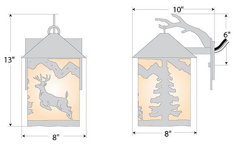 Cascade Lantern Sconce Medium - Valley Deer Outdoor Wall Light Deer Metal Art