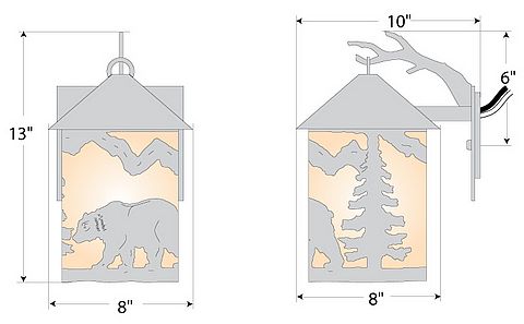 Cascade Lantern Sconce Medium - Mountain Bear Outdoor Wall Light Bear Metal Art