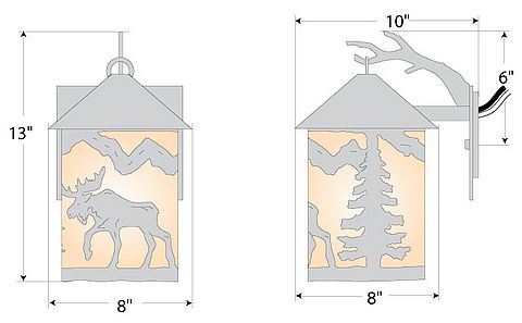 Cascade Lantern Sconce Medium - Mountain Moose Outdoor Wall Light Moose Metal Art