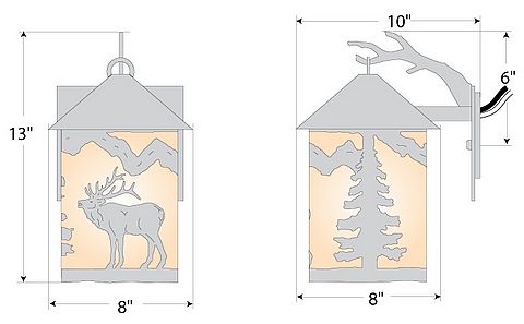 Cascade Lantern Sconce Medium - Mountain Elk Outdoor Wall Light Elk Metal Art