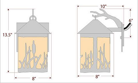 Cascade Lantern Sconce Medium - Cattails Outdoor Wall Light Cattails Metal Art