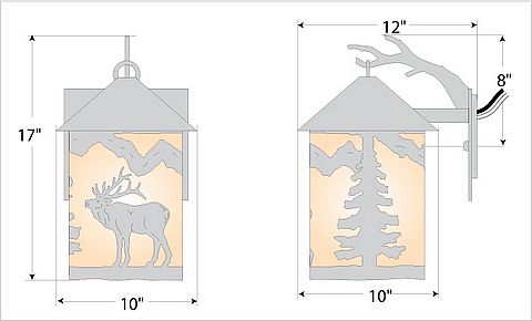 Cascade Lantern Sconce Large - Mountain Elk Outdoor Wall Light Elk Metal Art