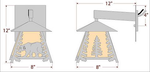 Smoky Mountain Sconce Small - Mountain Bear Outdoor Wall Light Bear Metal Art