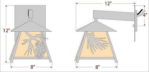 Smoky Mountain Sconce Small - Spruce Cone Outdoor Wall Light Pine Cone Metal Art