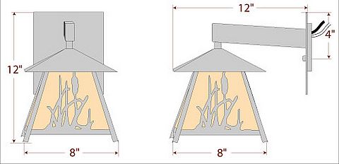 Smoky Mountain Sconce Small - Cattails Outdoor Wall Light Cattails Metal Art