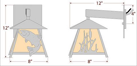 Smoky Mountain Sconce Small - Trout Outdoor Wall Light Trout Metal Art