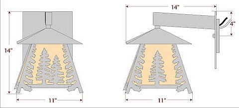 Smoky Mountain Sconce Large - Spruce Tree Outdoor Wall Light Trees Metal Art