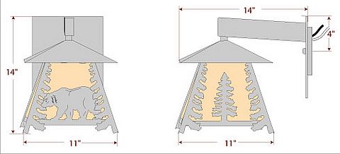 Smoky Mountain Sconce Large - Mountain Bear Outdoor Wall Light Bear Metal Art