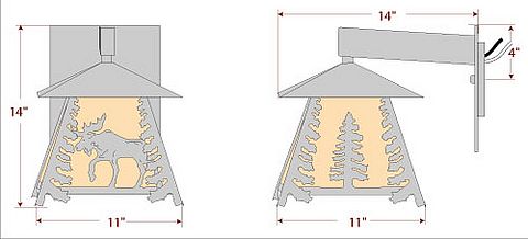 Smoky Mountain Sconce Large - Mountain Moose Outdoor Wall Light Moose Metal Art