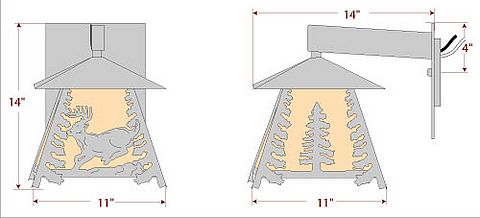 Smoky Mountain Sconce Large - Mountain Deer Outdoor Wall Light Deer Metal Art