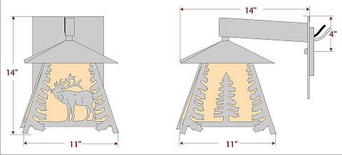 Smoky Mountain Sconce Large - Mountain Elk Outdoor Wall Light Elk Metal Art