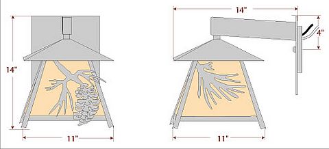 Smoky Mountain Sconce Large - Spruce Cone Outdoor Wall Light Pine Cone Metal Art