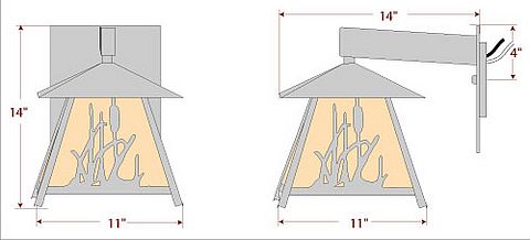 Smoky Mountain Sconce Large - Cattails Outdoor Wall Light Cattails Metal Art