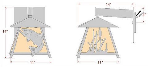 Smoky Mountain Exterior Large - Trout Outdoor Wall Light Trout Metal Art