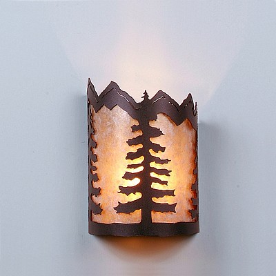 Cascade Sconce Small - Spruce Tree Wall Light Trees Metal Art