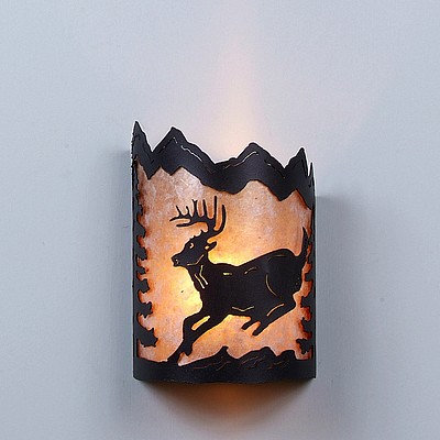 Cascade Sconce Small - Mountain Deer Wall Light Deer Metal Art