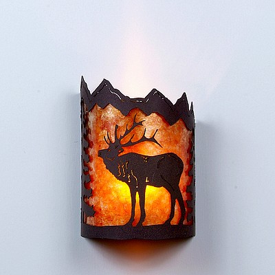 Cascade Sconce Small - Mountain Elk Wall Light Elk Metal Art