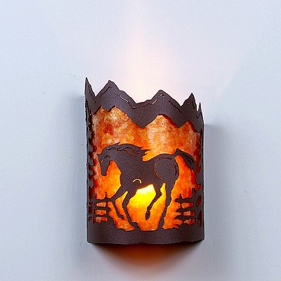 Cascade Sconce Small - Mountain Horse Wall Light Horse Metal Art