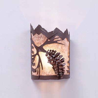 Cascade Sconce Small - Spruce Cone Wall Light Pine Cone Metal Art