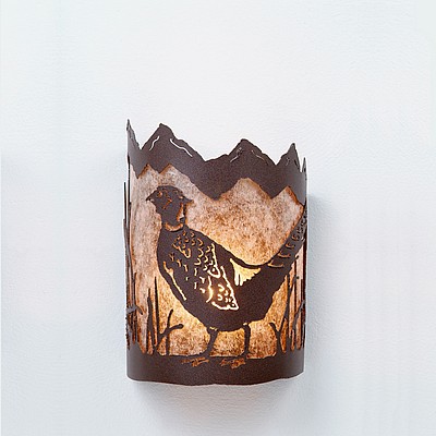 Cascade Sconce Small - Pheasant Wall Light Pheasant Metal Art