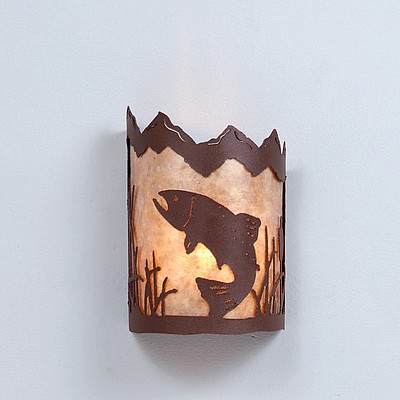 Cascade Sconce Small - Trout Wall Light Trout Metal Art