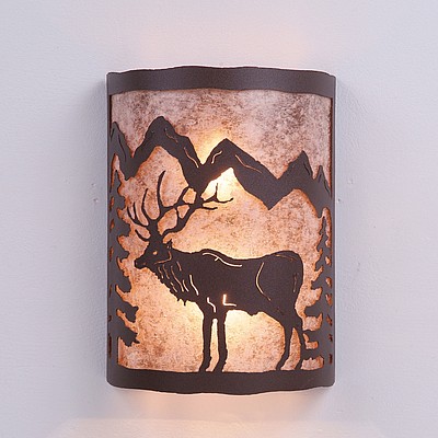 Cascade Sconce Large - Valley Elk Wall Light Elk Metal Art