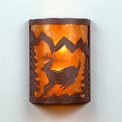 Cascade Sconce Large - Mountain Deer Wall Light Deer Metal Art