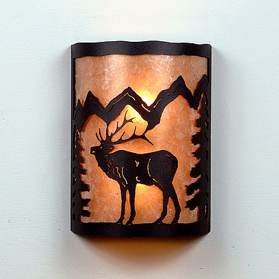 Cascade Sconce Large - Mountain Elk Wall Light Elk Metal Art