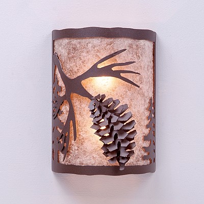 Cascade Sconce Large - Spruce Cone Wall Light Pine Cone Metal Art