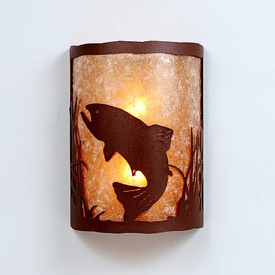 Cascade Sconce Large - Trout Wall Light Trout Metal Art