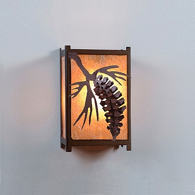 Seneca Small Sconce - Spruce Cone Wall Light Pine Cone Metal Art
