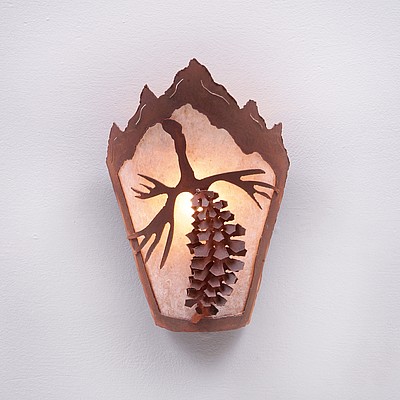 Decatur Sconce - Spruce Cone Wall Light Pine Cone Metal Art