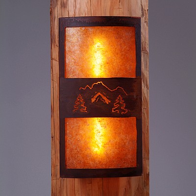 Benton Sconce - Mountain-Pine Tree Cutouts Wall Light Trees Metal Art