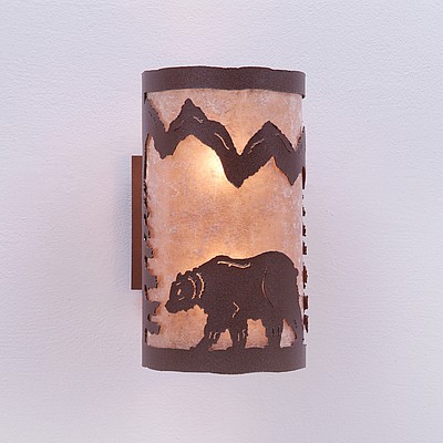 Kincaid Sconce - Mountain Bear Wall Light Bear Metal Art