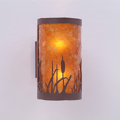 Kincaid Sconce - Cattails Wall Light Cattails Metal Art