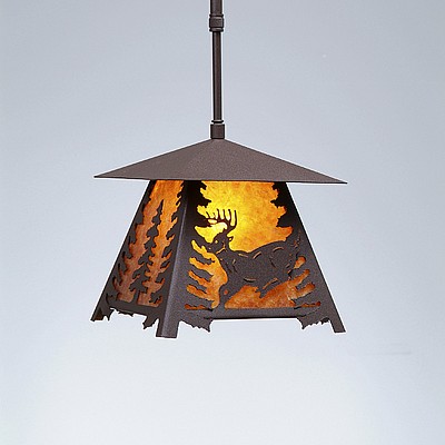 Smoky Mountain Pendant Small - Mountain Deer Pendant Light Deer Metal Art
