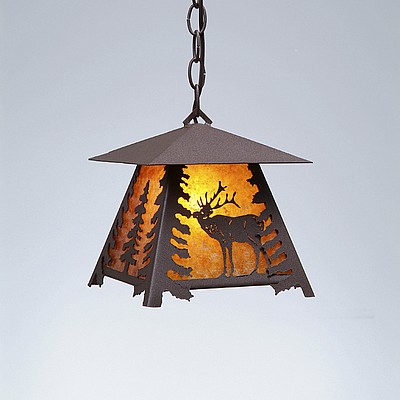 Smoky Mountain Pendant Small - Mountain Elk Pendant Light Elk Metal Art